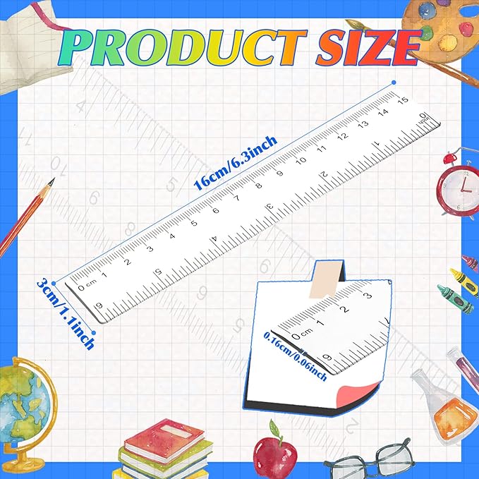 EBOOT 2 Packs Clear Plastic Rulers, Straight Shatterproof Transparent Rulers, Measuring Tools with Inch and Centimeter Accuracy for School Class Office Crafts Mathematics Art Clothing(6 Inch)
