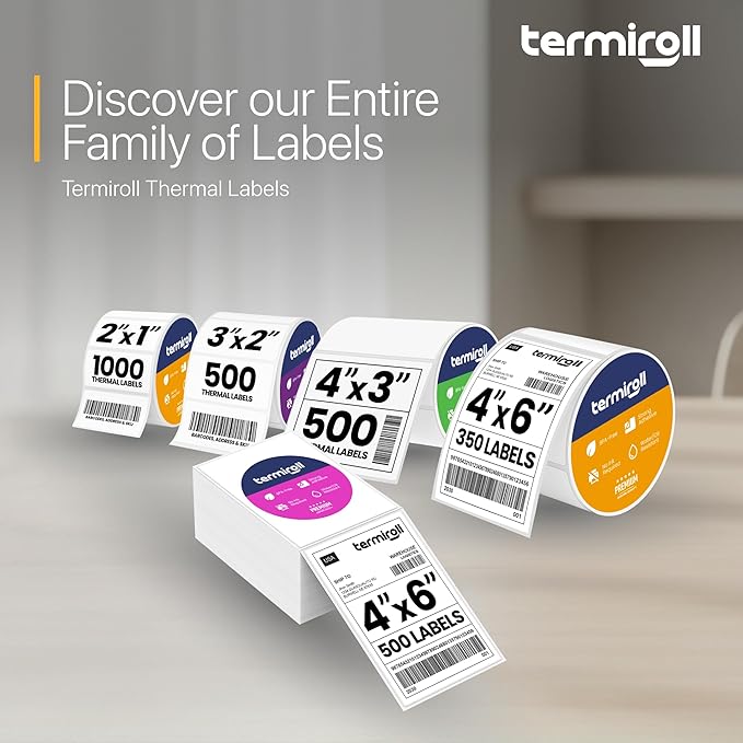4x3 Direct Thermal Labels – 12 Roll Bulk Pack (6000 Labels), High-Volume Product & Inventory Barcode Labels, No Ink Required, Smooth Feeding for Rollo, Zebra & MUNBYN Printers