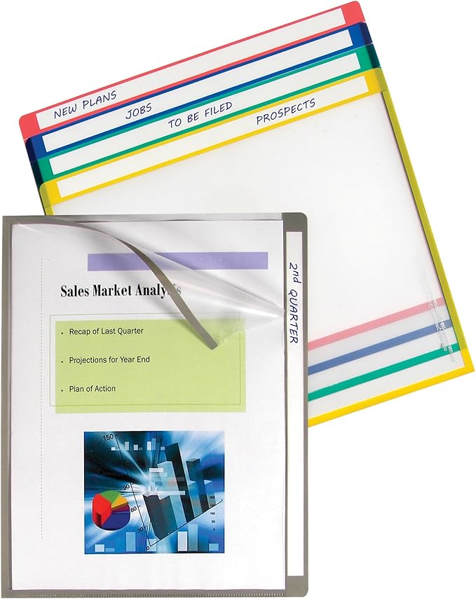 C-Line Write-On Project Folders, Heavyweight Poly, Assorted Colors, 8.5 x 11 Inches, 25 per Box (62160)