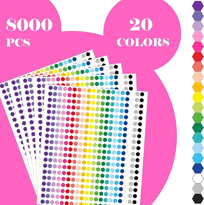 8000 PCS Small Dot Stickers 1/3" Shaped Stickets 20 Colors Color Coding Labels Circle Label Stickers for Office,Classroom