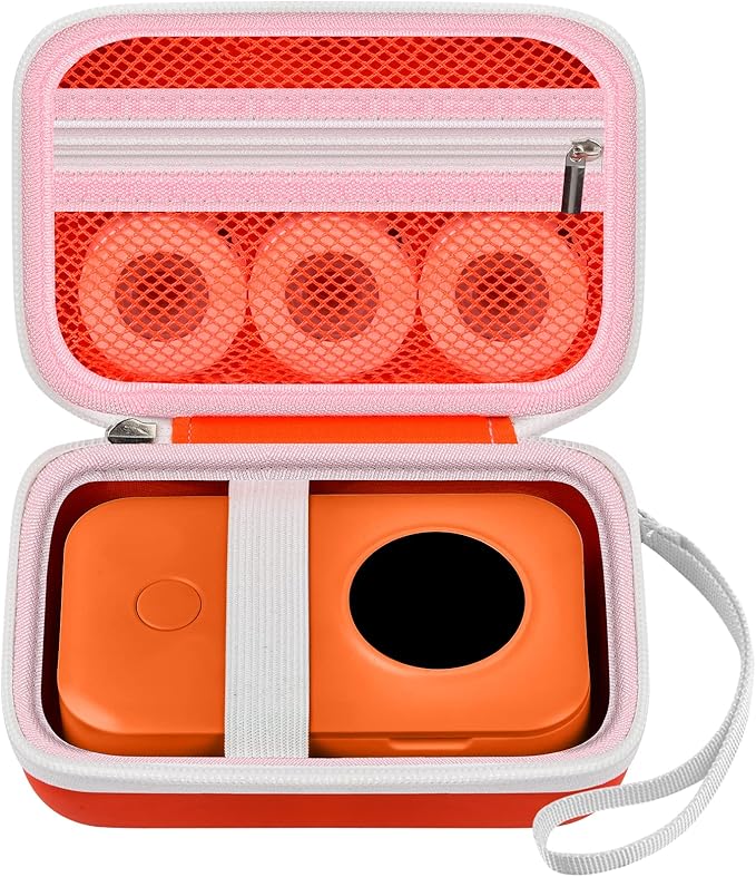 Case Compatible with Phomemo D30 D35 M02/ M02S/ M02 for NELKO Label Maker, for NIIMBOT for JADENS for Memoking for SUPVAN Labeler Sticker Storage Holder Tape Paper Roll (Orange + Green (2 Packs)