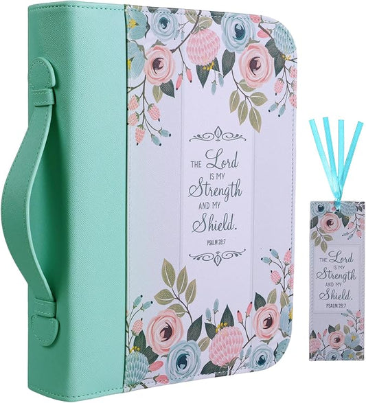 Bible Cover Case for Women PU Leather Woman Book Carrying Bag Bible Study Sipples Accessories with PU Bookmark Journaling Kit Christian Gifts