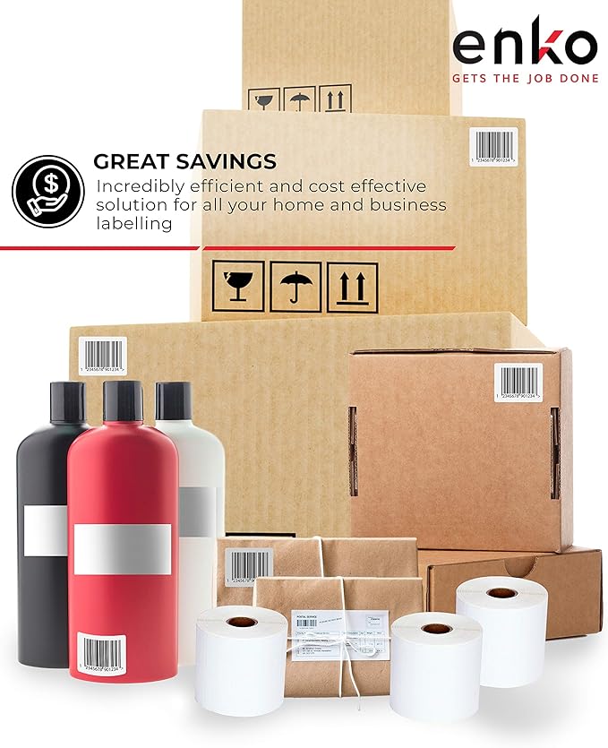 enKo (3 Rolls, 4,125 Labels) 3" x 1" Direct Thermal Labels for FBA Stickers, FNSKU Labels Compatible for Zebra Thermal Printers