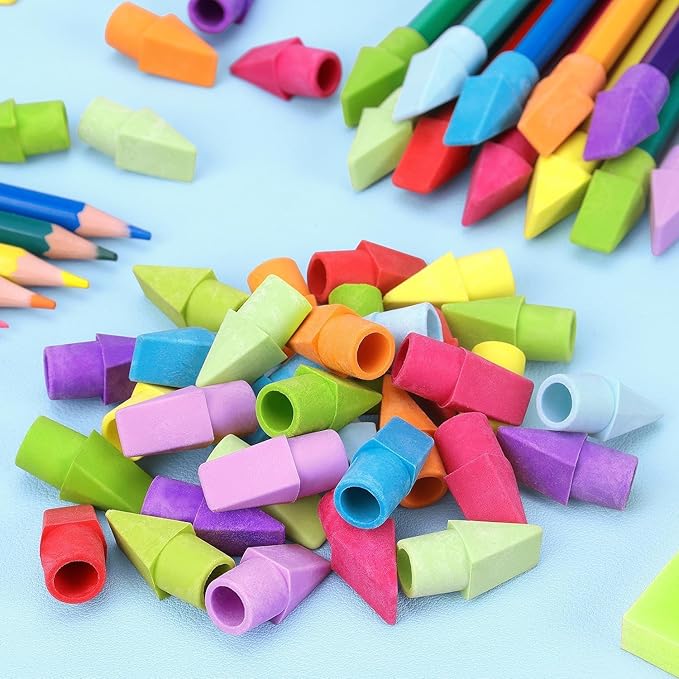 ZZTX Pencil Top Erasers, 120 Pack Eraser Caps Bulk, Erasers for Pencils, Eraser Toppers for Kids School Home Office, 11 Assorted Colors Erasers