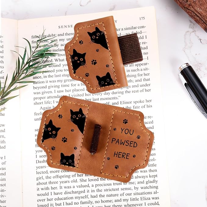 Cat Dad Fathers Day Gifts - Leather Bookmarks Cat Gifts for Men Women, Cute Bookmarks for Cat Lovers, Christmas Funny GIF ts for Book Lovers, Cat GIF ts for Cat Lovers, Bookish Reading Accessories