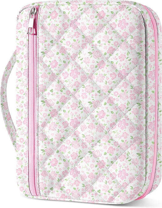 Bible Cover Case for Women, Quilted Bible Cover Bag with Handle for Girls, Bible Carrying Case Study Supplies Accessories for Women