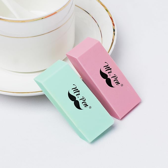 Mr. Pen- Pencil Eraser, 12 Pack, Pastel Colors, Large Latex Free Block Erasers for School, Office, Art Sketching, Homework, Exams, Clean Smudge-Free Correction