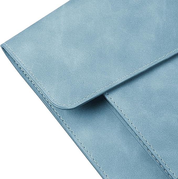 PU Leather A4 File Folder Document Holder with 2 Compartments Envelope Folder Case with Snap Closure for Receipt Contract (Cyan)