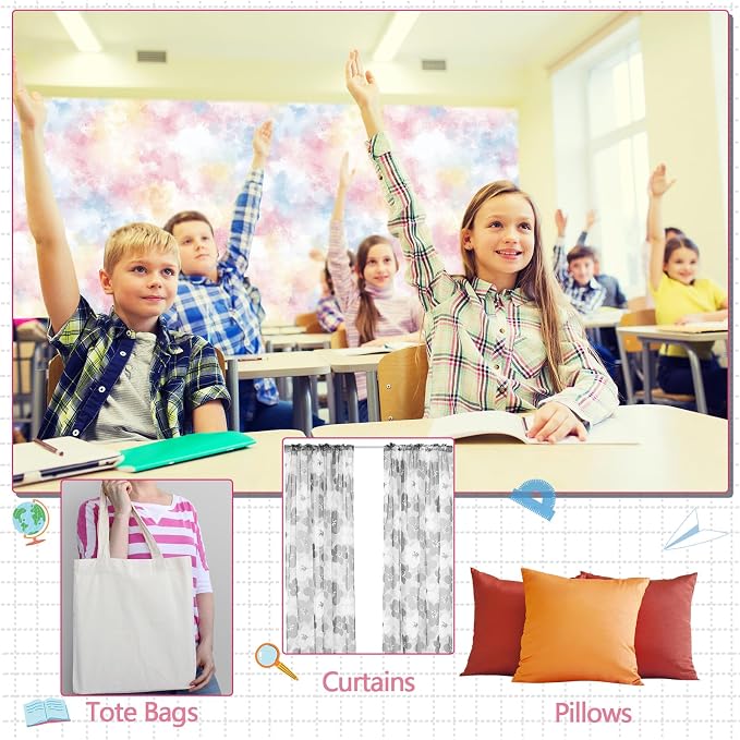 Mindsoft Bulletin Board Paper 48'' x 107'' Class Boards for Classroom Bulletin Boards Everyone is Welcome Classroom Board Decor Pillows Curtains Crafts(Tie Dye,1 Pc)