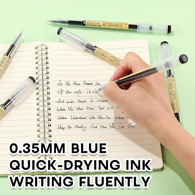 RIANCY 12 Pack Gel Ink Pens (6 Black + 6 Blue), 0.35mm Extra Fine Point Tip, Japanese Style Stationery Quick Dry No Smear No Bleed, Smooth Writing Pen for Journaling Note Taking Office School Supplies