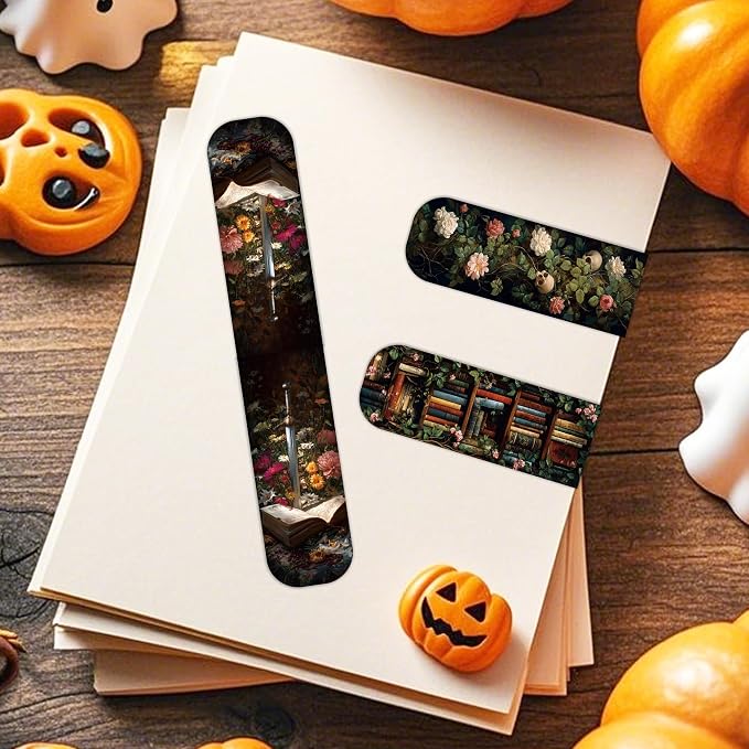 30 Pcs Dark Academia Magnetic Bookmarks, Romantasy Gothic Book Mark Clips, Horror Magnet Book Markers for Reading Women, Bookish Gifts for Book Lovers Halloween School Office Supplies