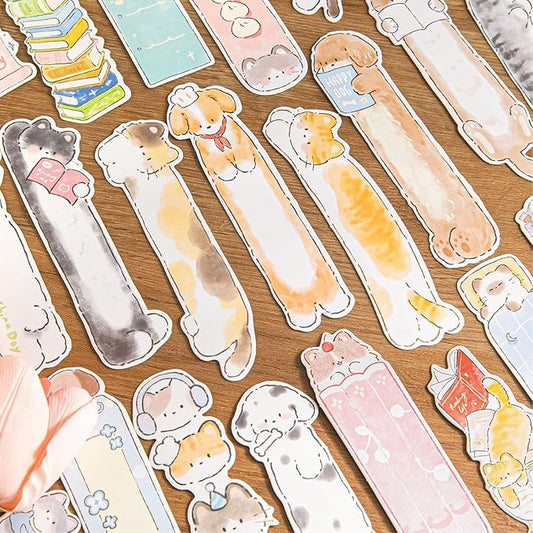 Cute Funny Animal Theme Colorful Bookmarks, 30 PCS (Cat & Dog Business)
