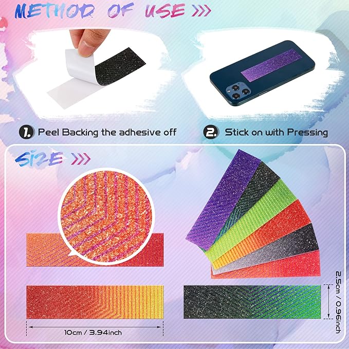 Gersoniel 36 Pcs Anxiety Sensory Stickers Strips Adhesive Textured Mental Health Calm Stickers Mindfulness Fidget Decals Stress Anxiety Relief Items for Therapy Office Desk(Color Luminous)