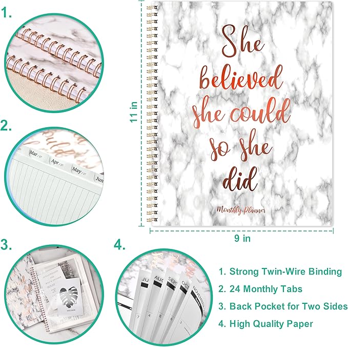 Monthly Planner 2026-2028, Planner 2026-2028, July 2026 - June 2028, 8.5“ x 11” with Ample Blocks and 2 Years Monthly Tabs