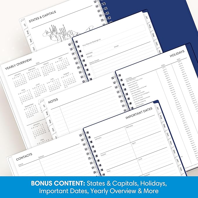 Blue Sky 2026-2027 Weekly and Monthly Academic Year Planner Calendar, July 2026 - June 2027, 5" x 8", Flexible Cover, Wirebound, Laminated Tabs, Chanson