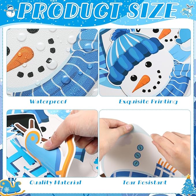 Pasimy Winter Bulletin Board Decorations January Bulletin Board Set Snowman Classroom Decor with 15 Paper Fans Holiday Cutouts Snowflake Borders for Winter Wonderland Home Office Wall Door Supplies