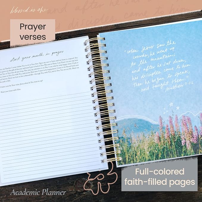 Catholic Academic Planner 2026-2027 for Women – Liturgical Planner with Prayer Prompts, Feast Days & Gratitude Journal – 6.25” x 8.25”, Mini Layout, Spiral Bound