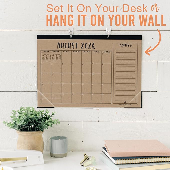Hadley Designs Large Teacher Desk Calendar 2026-2027 - Desktop Calendar 2026, 18-Month Desk Calendars for Home, Office & Classroom, Cute Classroom Must Haves, Teacher Appreciation Gifts
