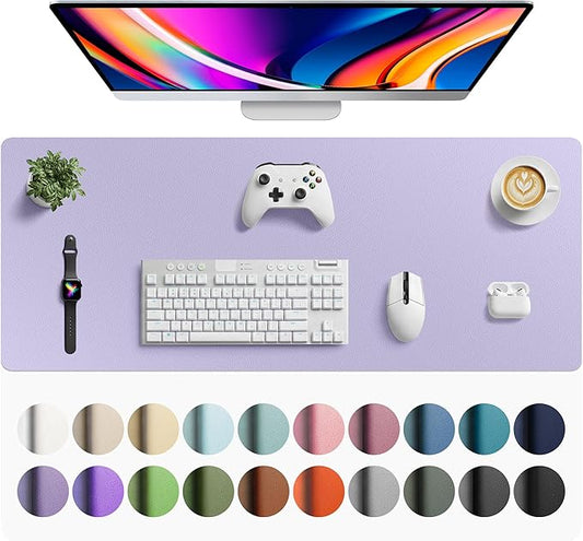 Aothia Faux Leather Desk Mat - Large Mouse Pad, Non-Slip PU Leather Blotter, Waterproof Writing Surface for Office and Home (Lavender, 42" x 17")
