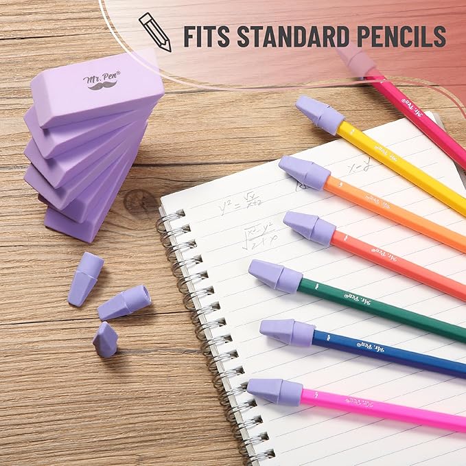 Mr. Pen- School Eraser Combination Set, 66 Pack, Purple, Latex Free Erasers for School, Office, Art Sketching, Homework, Exams, Clean Smudge-Free Correction