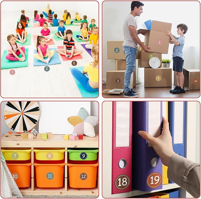 COCHIE 2 1/2" Number Stickers Boho Classroom Decor Set, 52PCS Line up Spots for Classroom Floor Decals Sticker Labels Accents Cutouts, Back to School Preschool Kindergarten Decorations (Bohemian)