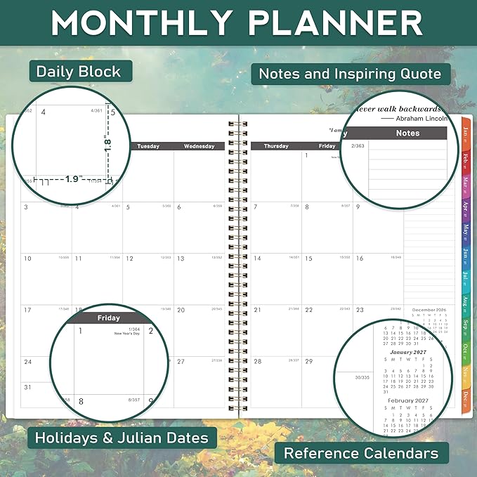 2027-2029 Monthly Planner/Calendar - 3 Year Monthly Planner 2027-2029, Jan.2027 - Dec.2029, 9" x 11", 3 Year Calendar 2027-2028-2029 Monthly Planner with 36-Month Tabs, Inner Pocket - Dreaming Moonlight