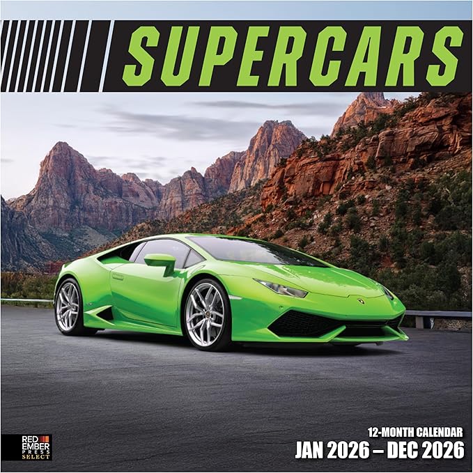 RED EMBER Select - Supercars 2026 Wall Calendar 12 Month | 12" x 24" Open | Thick & Sturdy Paper | Giftable | Luxury Exotic Sports Car Calendar 2026