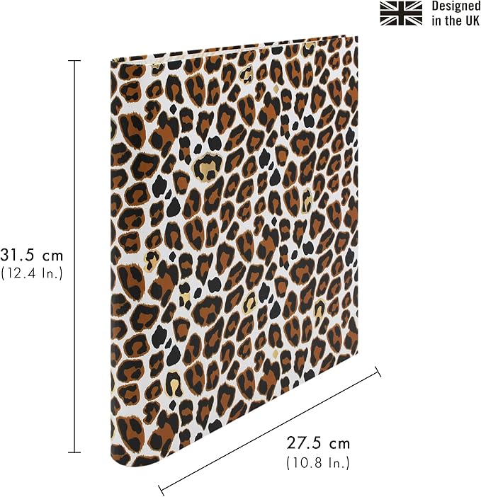 Pukka Pad, Wild A4 Preloaded 3-Ring Binder – Includes Personal Details and Planner Pages – Comes Preloaded with 5-Part Dividers – Standard 3-Ring Mechanism - Leopard