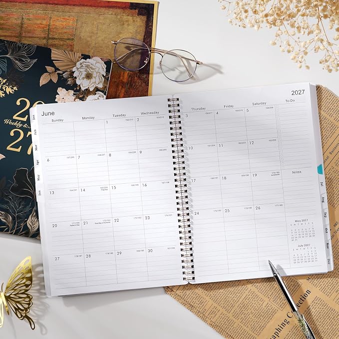2027 Planner - 9" x 11", 2027 Weekly & Monthly Planner, Jan.2027 - Dec.2027, Large Calendar with Sturdy Cover, Premium Paper, Twin-wire Binding, Monthly Tabs