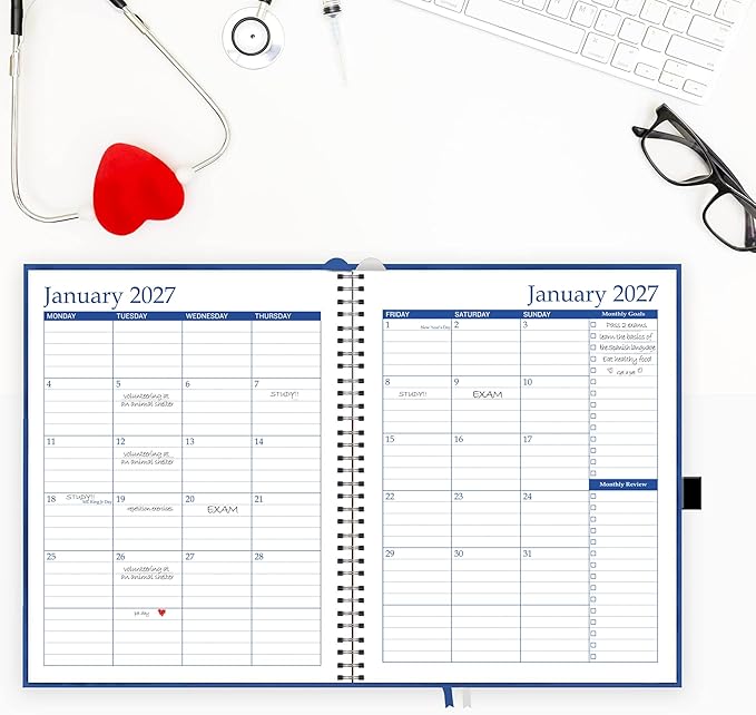 Hourly Planner 2026-2027 by StriveZen, January 2026 - July 2027, Weekly Appointment Book, Daily Scheduling Calendar, Medical, Business, 15 minutes, Pockets, Large, HARDCOVER, 8.5x11