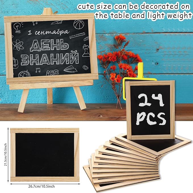 Harloon 24 Pcs 10.5" x 8.5" Framed Chalkboard Bulk Double Sided Wood Tabletop Small Chalkboard Signs Mini Blackboard Classroom School Supplies for Party Home Office Art Craft Birthday Wall Menu Food