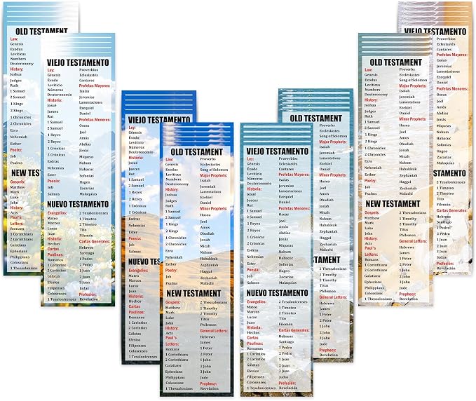 Bilingual Bible Bookmarks Book of Bible Spanish Bookmark 2.25x8 Inch Double-Sided Christians Religious Bookmarks for Book Lovers Readers Office Supplies Gift 40 Pack