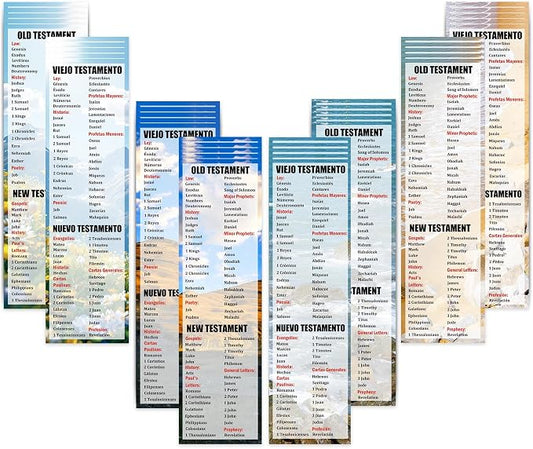 Bilingual Bible Bookmarks Book of Bible Spanish Bookmark 2.25x8 Inch Double-Sided Christians Religious Bookmarks for Book Lovers Readers Office Supplies Gift 40 Pack