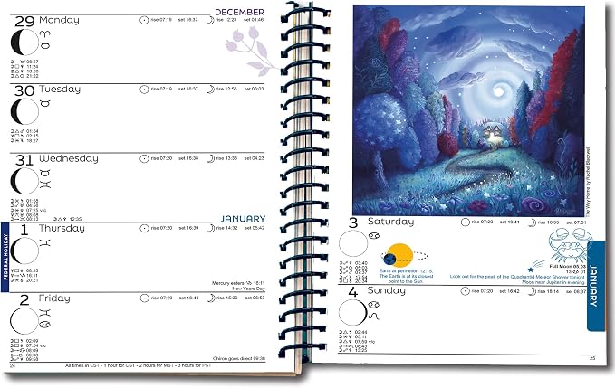 Astrocal Moon Diary 2026, Lunar Calendar Datebook, Personal Organiser, Moon Phase Diary Planner, USA