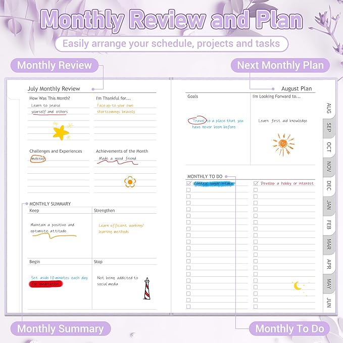 2026-2027 Planner, Weekly and Monthly Calendar Planner from July 2026 - June 2027, 6" x 8.5" Linen Hardcover Agenda Book with Tabs, Pen Holder, Inner Pocket for Office School, Purple