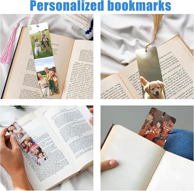 Custom Bookmark, Personalized Bookmarks Tassel with Photo Text Customized Double-Sided Book Mark for Women Men Book Lover Christmas Valentine's Day