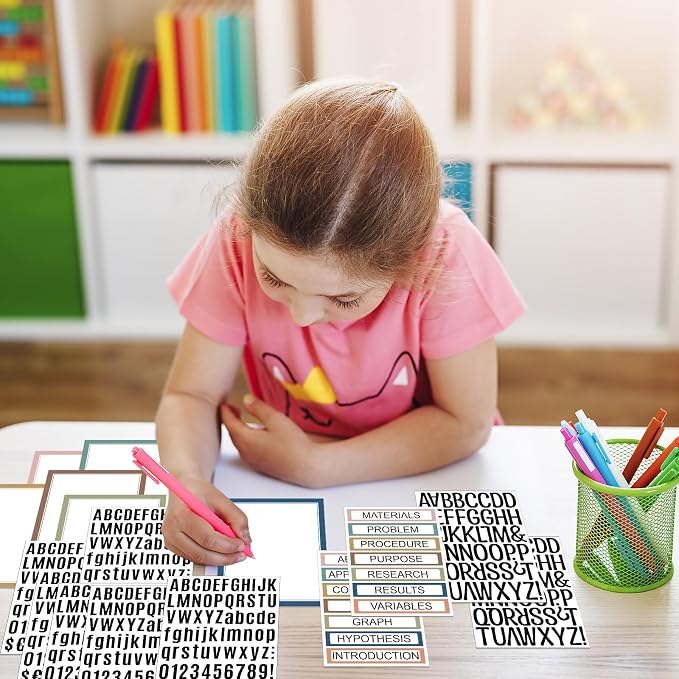 PerKoop 36 Sheets Science Fair Board Poster Boards Supplies 24 Self Adhesive Presentation Subtitles 4 Science Fair Project Titles 8 Personalized Letter Sticker for Classroom(Rustic Color)