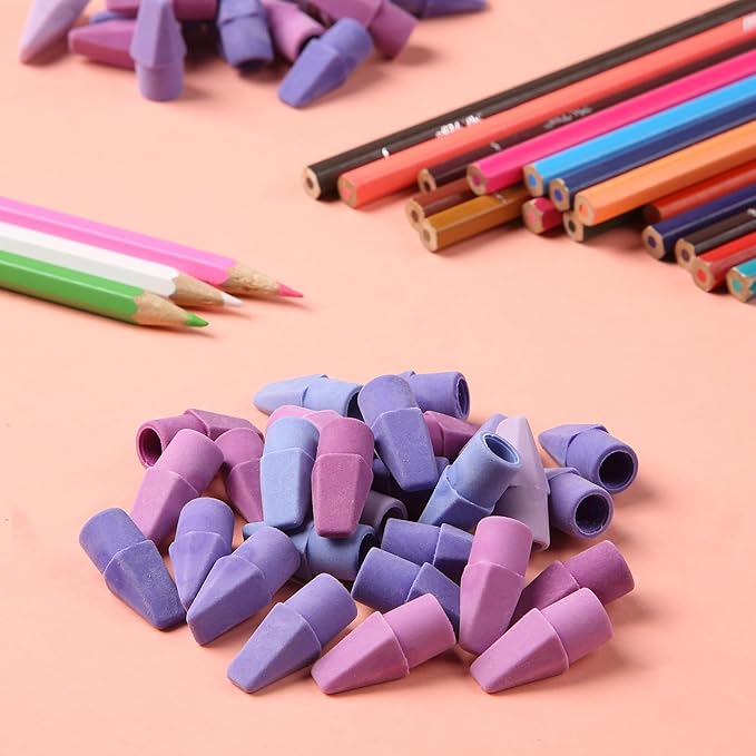 Mr. Pen- Pencil Top Erasers, 120 Pack, 6 Different Purple Shade Colors, Latex-Free & No Smudge Pencil Eraser Tops
