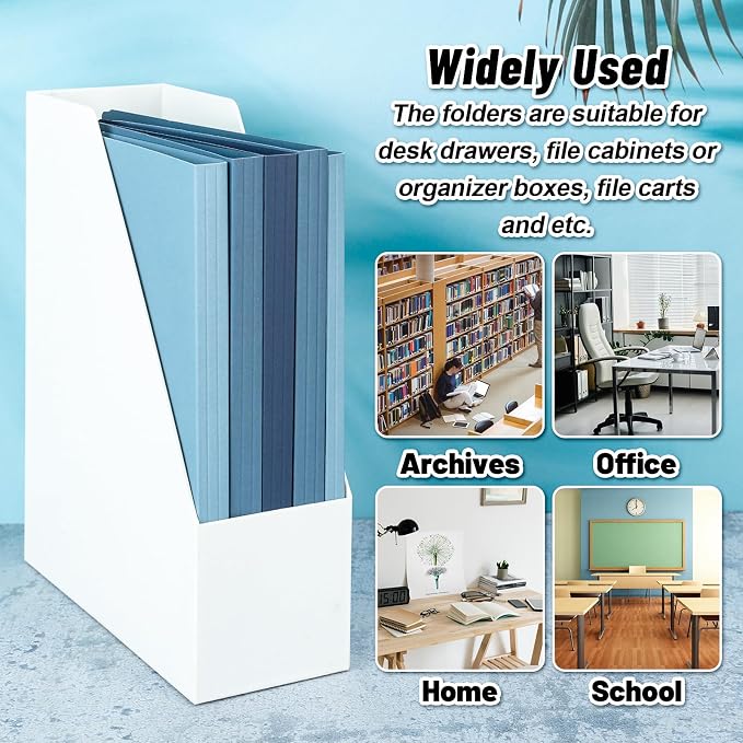 Whaline Dusty Blue File Folders Letter Size 12 Packs 3 Colors Gradient Blue File Pockets with 1/3 Cut Tab for Home Office Classroom Supplies, 8.9 x 11.6 Inch