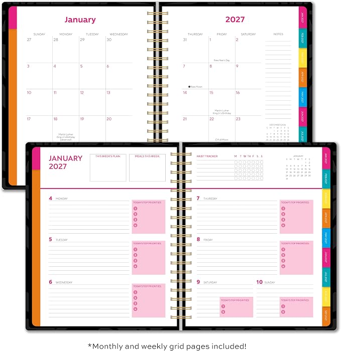 High Note 2027 Planner, 17-Month Weekly & Monthly Hardcover Planner: August 2026 to December 2027, 9" x 10", Organized AF with Notes, Lists & Reference Pages + Sticker Sheet