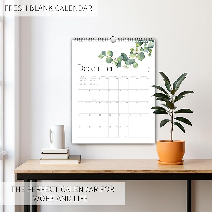 Aesthetic 2026 Wall Calendar - 12 Monthly Calendar from January 2026 to December 2026, 14.5" x 10.5", Modern Vertical Wall Hanging Calendar for Organizing & Planning, Leaves