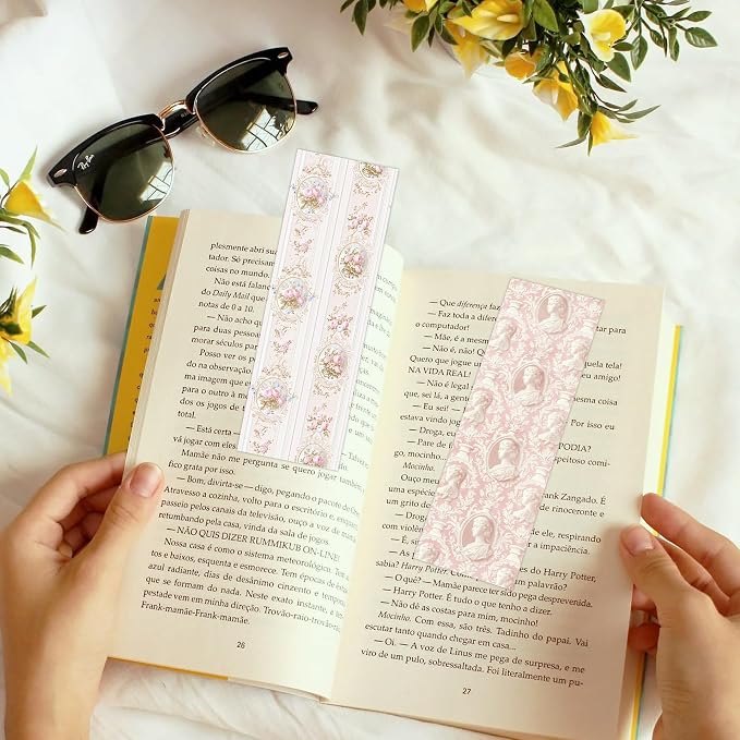 Coquette Ribbon Cute Aesthetic Bookmarks Set – Durable Matte Laminated Page Vintage Markers, Gifts for Girls, Students and Readers (No Holes(100pcs))