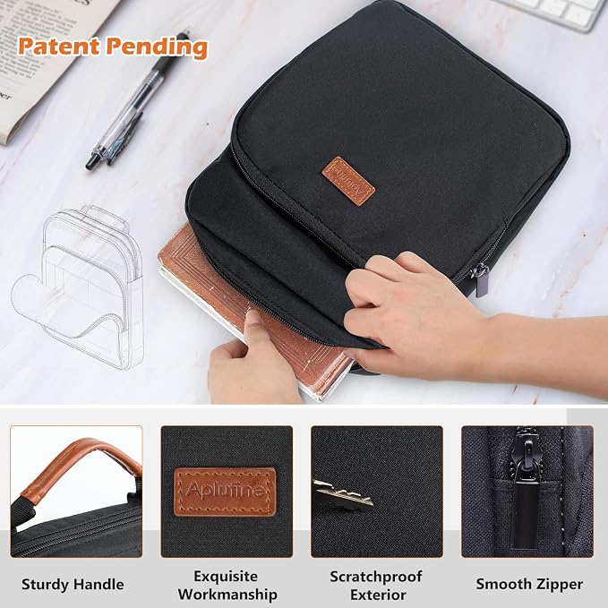 Aplufine Book Sleeve with Zipper, Book Pouch 11" X 9", Book Protector Pouch, Book Sleeve for Book Lovers, Book Cover, Book Carrying Case for Book Accessories, Study Suppliers