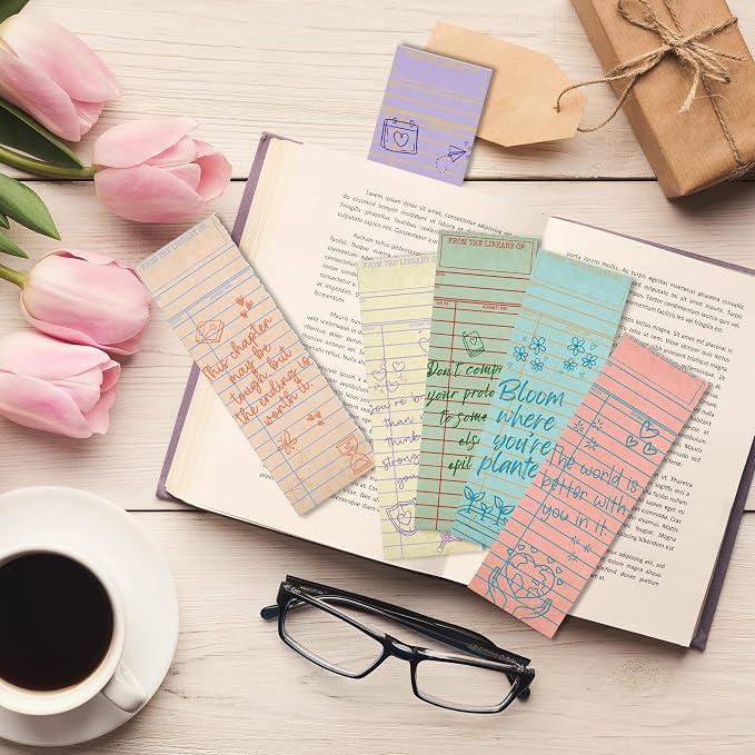 100 Pcs Vintage Library Paper Bookmarks, Inspirational Quotes Aesthetic Bookmarks Bulk, Cute Handwritten Book Mark for Women Man Reading Lovers Students Teachers Office Workers Gift