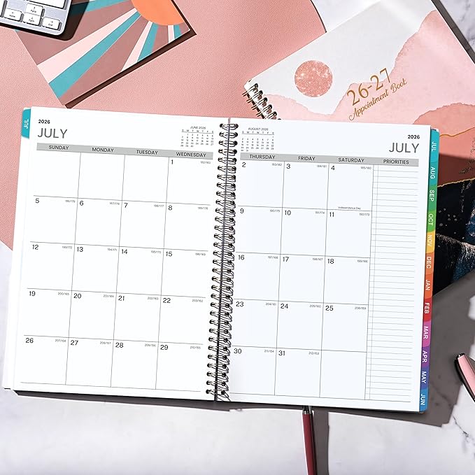 Appointment Book 2026-2027 - Appointment Book from Jul. 2026 - Jun. 2027, 2026-2027 Appointment Planner with 30-Minute Increments, 9" x 11", Twin-Wire Binding + Colorful Tabs + Pocket