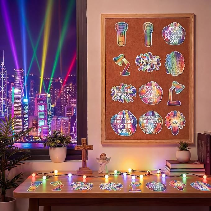 60 Pcs VBS 2026 Sunday School Cutouts Bulk 2026 Light Bulb Theme Cutouts Paper Religious VBS Bulletin Board Decorations for Sunday School Wall Decor Party Supplies