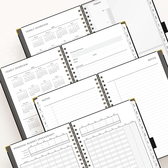 Blue Sky 2026 Weekly and Monthly Planner Calendar, January 2026 - December 2026, 5" x 8", Faux Leather Cover, Durable Twin Wire Binding, Storage Pocket, Laminated Tabs, Includes Pen Loop, Bungee, Ruler, Black