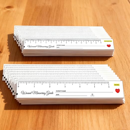 100 Pcs 1.18×7.08 Inch Wound Measuring Tape Wound Ruler Double Sided Disposable Paper Tape Measure - Wound Measuring Guide Ruler for Nurses Body Wound Care and International Nurses Day