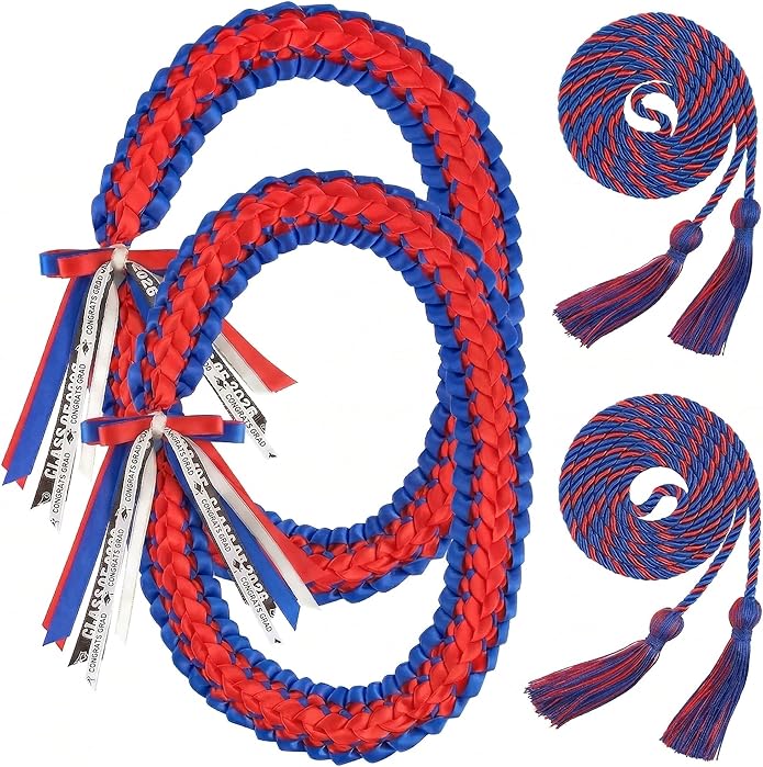 TFTAFAN Graduation Leis and Graduation Honor Cords Class of 2026 Graduation Ribbon Lei Graduation Necklace Braided Necklaces gift for Student Gifts Party Supplies