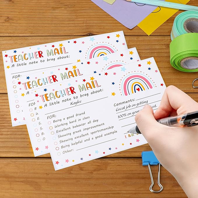 52PCS Teacher Mail Notes to Parents, Happy Notes Mail Postcards, Motivational Good Behavior Incentive Cards,Positive Cards for Preschool Kindergarten Elementary School, Teacher Classroom Supplies